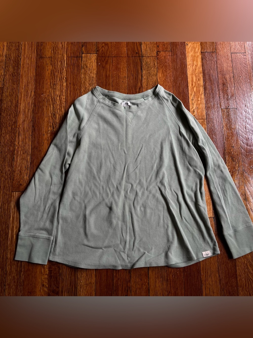 L.L Bean Sage green 100% cotton thermal long sleeve shirt